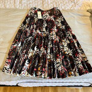 Topshop midi print faux leather pleated skirt